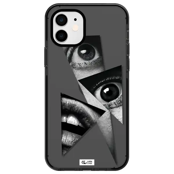 a close-up of a woman's eyes and lips Apple iPhone 11 impact Smoke Black Case