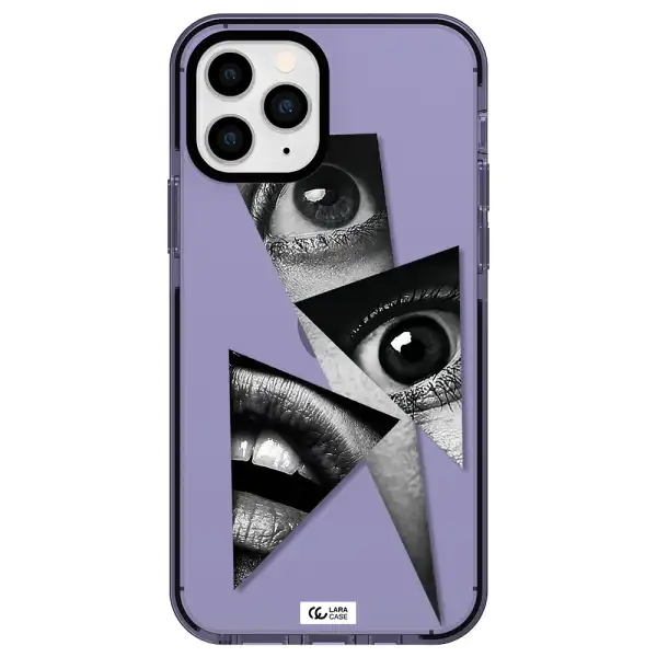 a close-up of a woman's eyes and lips Apple iPhone 11 pro impact Lilac Case