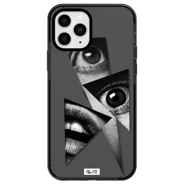 a close-up of a woman's eyes and lips Apple iPhone 11 pro impact Smoke Black Case