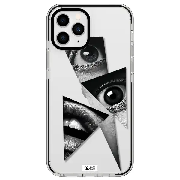 a close-up of a woman's eyes and lips Apple iPhone 11 pro max impact black border Case