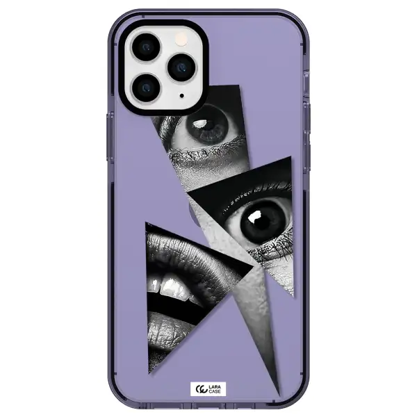 a close-up of a woman's eyes and lips Apple iPhone 11 pro max impact Lilac Case