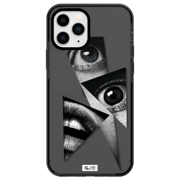a close-up of a woman's eyes and lips Apple iPhone 11 pro max impact Smoke Black Case
