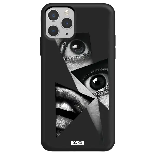 a close-up of a woman's eyes and lips Apple iPhone 11 pro Silicone black Case