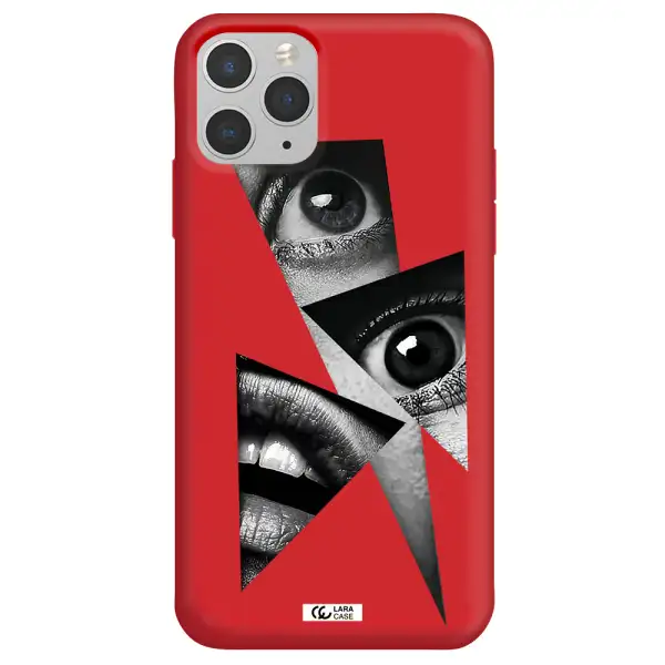 a close-up of a woman's eyes and lips Apple iPhone 11 pro Silicone Imperial Red Case