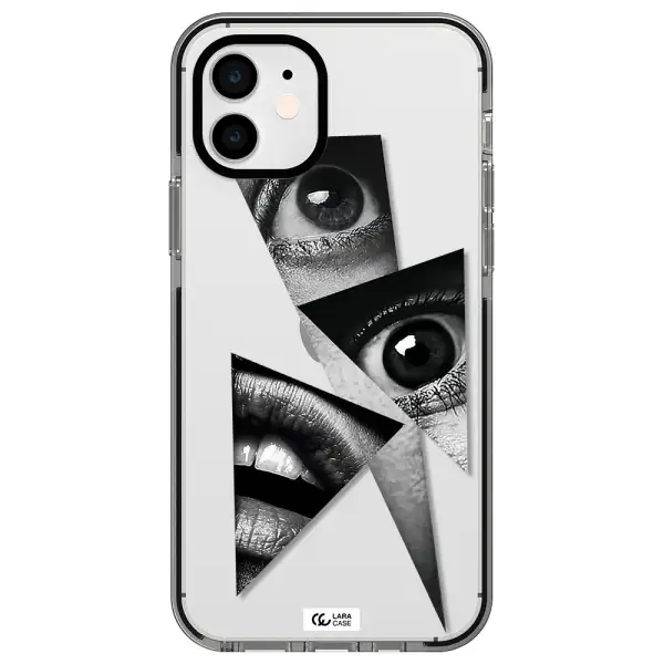 a close-up of a woman's eyes and lips Apple iPhone 12 impact black border Case