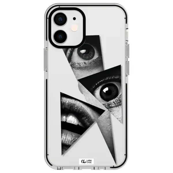 a close-up of a woman's eyes and lips Apple iPhone 12 mini impact black border Case