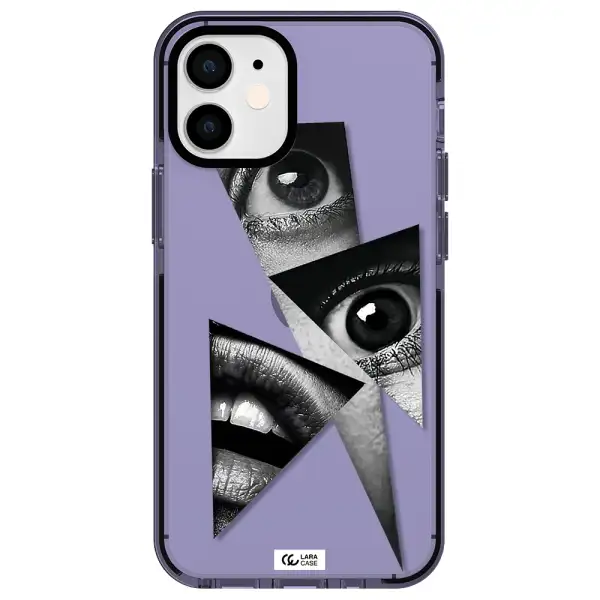 a close-up of a woman's eyes and lips Apple iPhone 12 mini impact Lilac Case