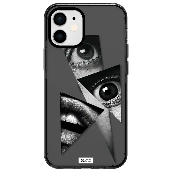 a close-up of a woman's eyes and lips Apple iPhone 12 mini impact Smoke Black Case