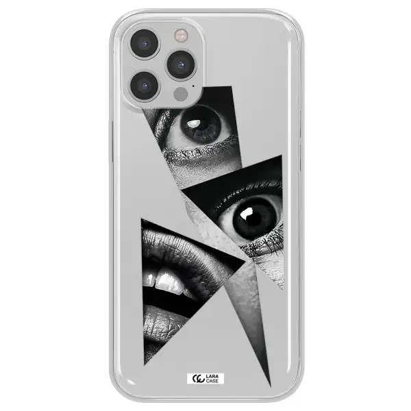 a close-up of a woman's eyes and lips Apple iPhone 12 pro Clear TPU Case