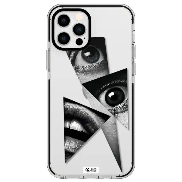 a close-up of a woman's eyes and lips Apple iPhone 12 pro impact black border Case