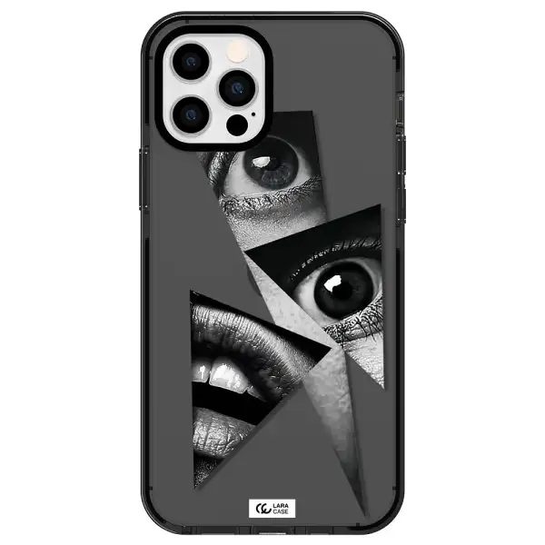 a close-up of a woman's eyes and lips Apple iPhone 12 pro impact Smoke Black Case