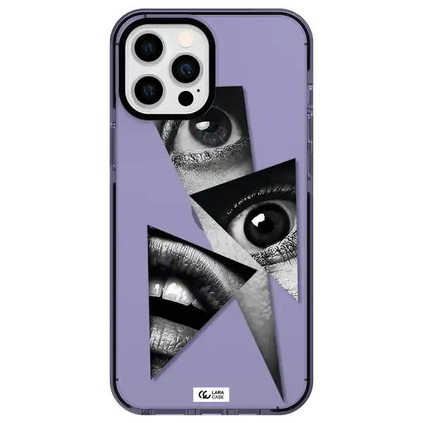 a close-up of a woman's eyes and lips Apple iPhone 12 pro max impact Lilac Case