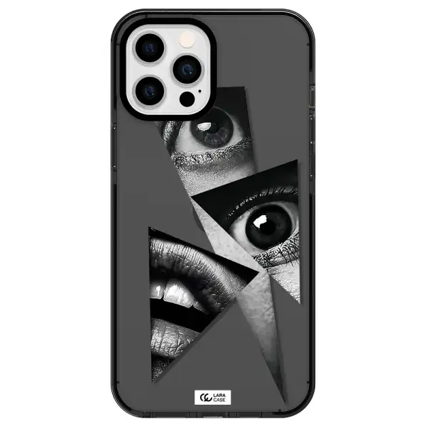 a close-up of a woman's eyes and lips Apple iPhone 12 pro max impact Smoke Black Case