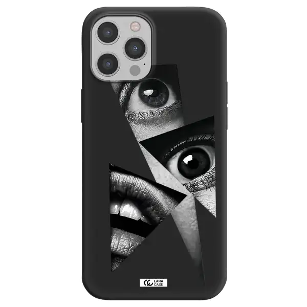 a close-up of a woman's eyes and lips Apple iPhone 12 pro Silicone black Case