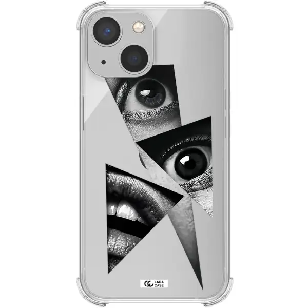 a close-up of a woman's eyes and lips Apple iPhone 13 Clear PC Case