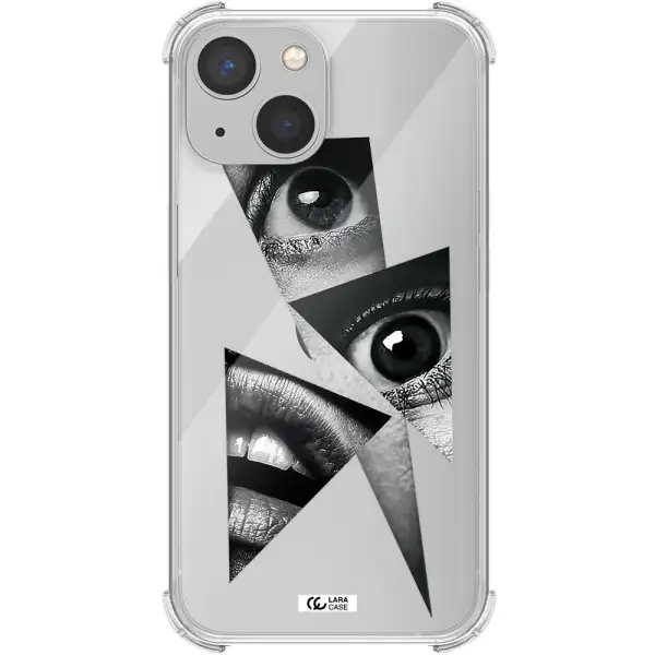 a close-up of a woman's eyes and lips Apple iPhone 13 mini Clear PC Case