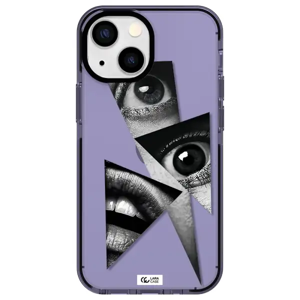a close-up of a woman's eyes and lips Apple iPhone 13 mini impact Lilac Case