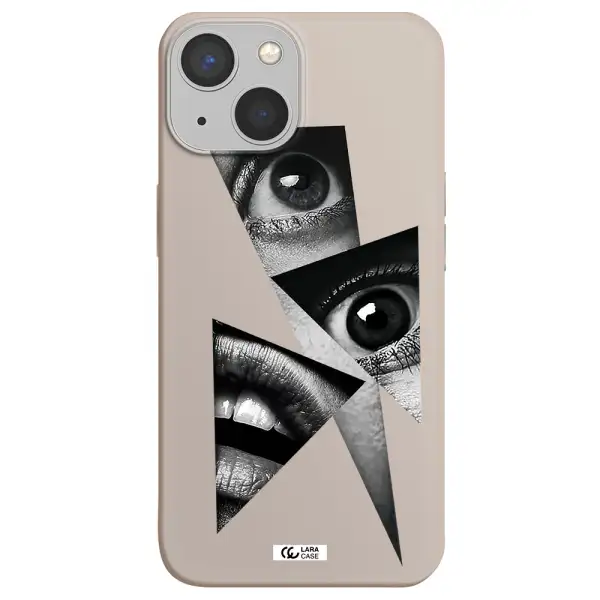 a close-up of a woman's eyes and lips Apple iPhone 13 mini Silicone Stone Case