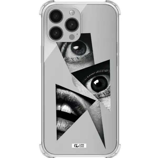 a close-up of a woman's eyes and lips Apple iPhone 13 Pro Clear PC Case