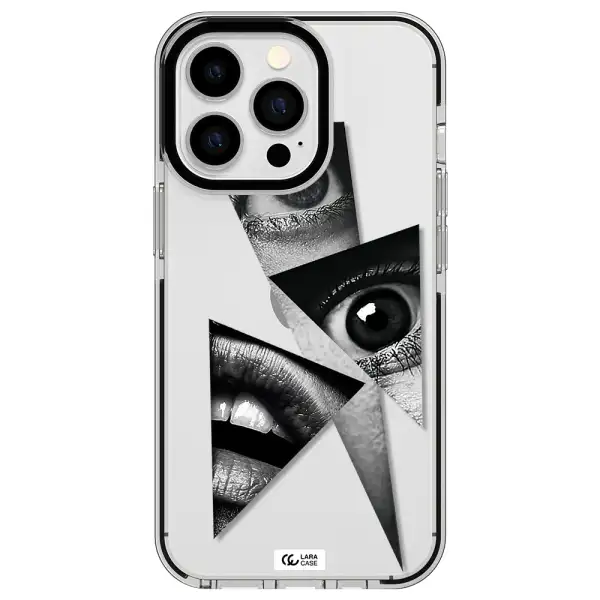 a close-up of a woman's eyes and lips Apple iPhone 13 Pro impact black border Case