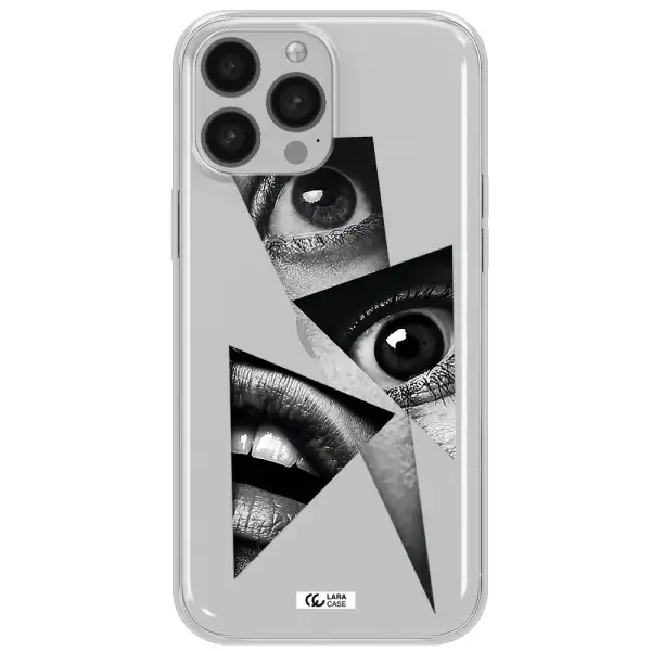 a close-up of a woman's eyes and lips Apple iPhone 13 Pro Max Clear TPU Case
