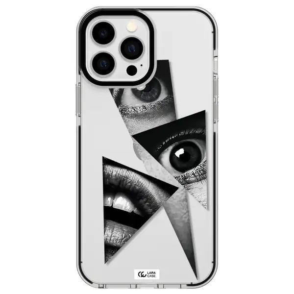 a close-up of a woman's eyes and lips Apple iPhone 13 Pro Max impact black border Case