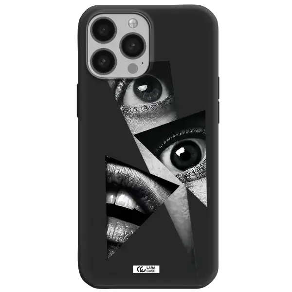 a close-up of a woman's eyes and lips Apple iPhone 13 Pro Max Silicone black Case