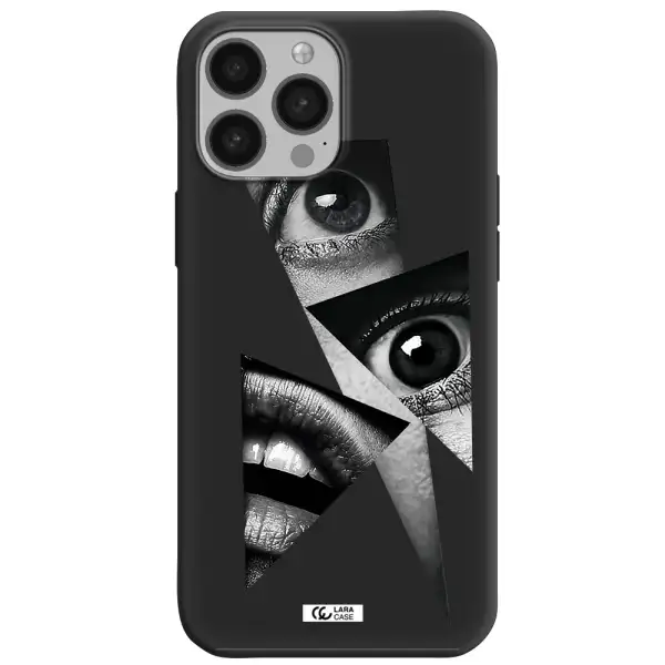 a close-up of a woman's eyes and lips Apple iPhone 13 Pro Silicone black Case