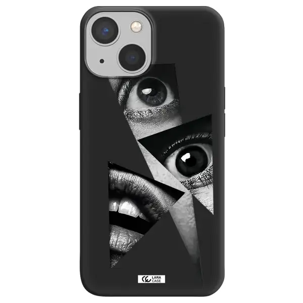 a close-up of a woman's eyes and lips Apple iPhone 13 Silicone black Case