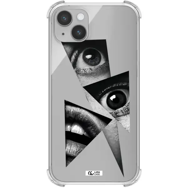 a close-up of a woman's eyes and lips Apple iPhone 14 Clear PC Case