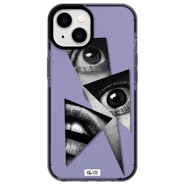 a close-up of a woman's eyes and lips Apple iPhone 14 impact Lilac Case