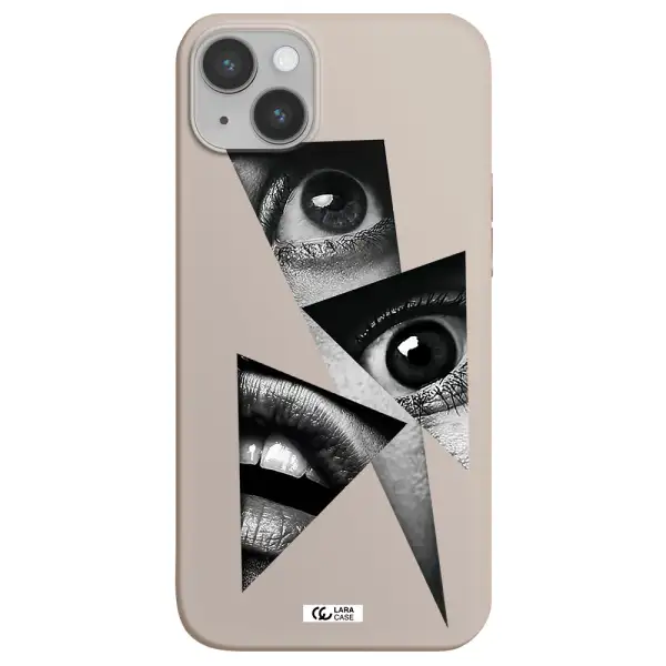 a close-up of a woman's eyes and lips Apple iPhone 14 plus Silicone Stone Case