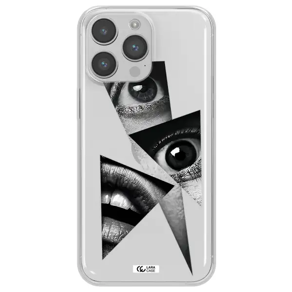 a close-up of a woman's eyes and lips Apple iPhone 14 pro Clear TPU Case
