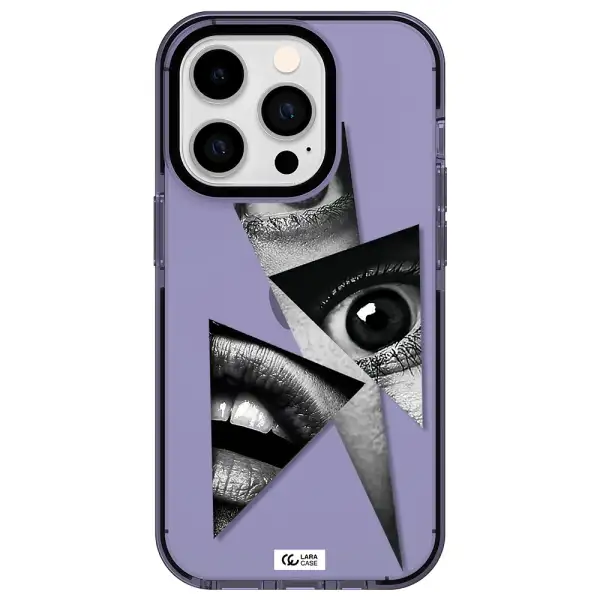 a close-up of a woman's eyes and lips Apple iPhone 14 pro impact Lilac Case