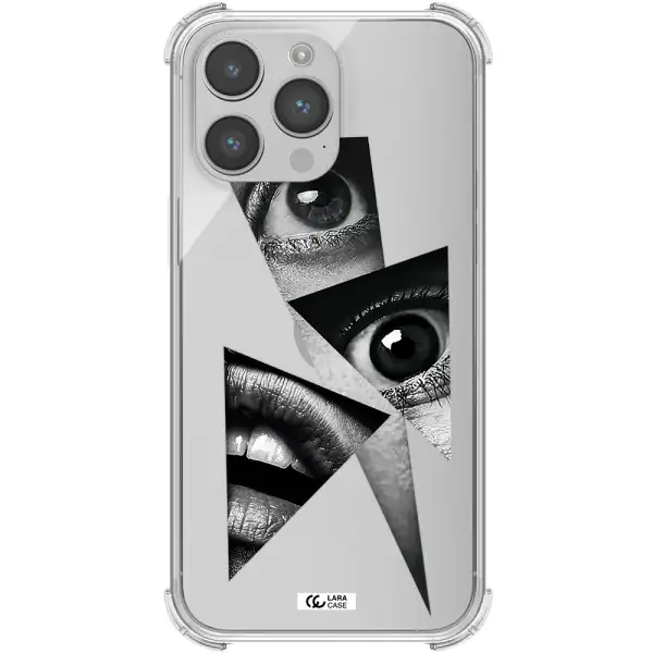 a close-up of a woman's eyes and lips Apple iPhone 14 pro max Clear PC Case