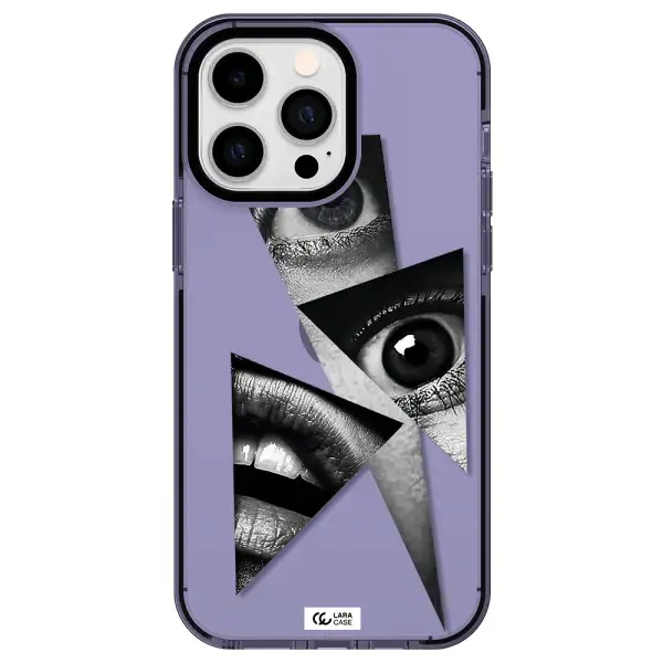 a close-up of a woman's eyes and lips Apple iPhone 14 pro max impact Lilac Case