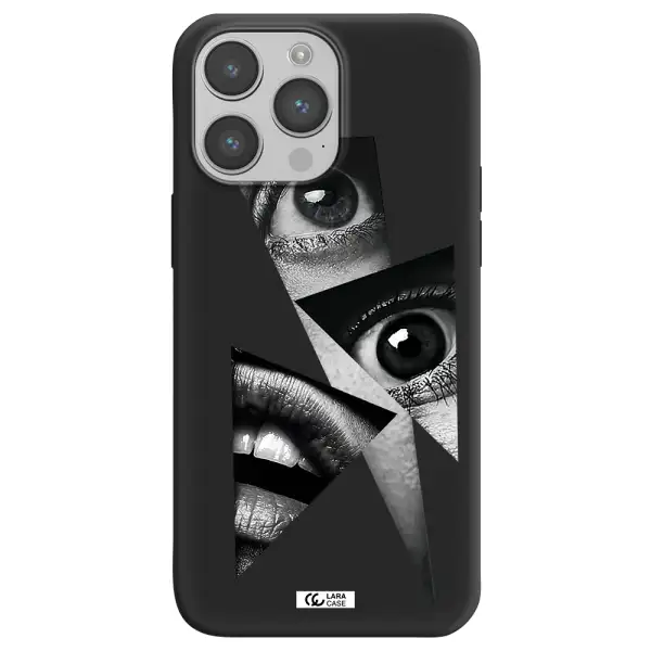 a close-up of a woman's eyes and lips Apple iPhone 14 pro max Silicone black Case