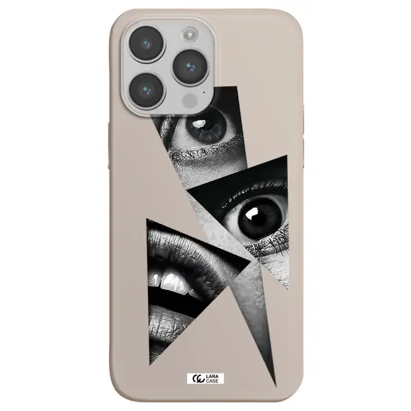 a close-up of a woman's eyes and lips Apple iPhone 14 pro Silicone Stone Case