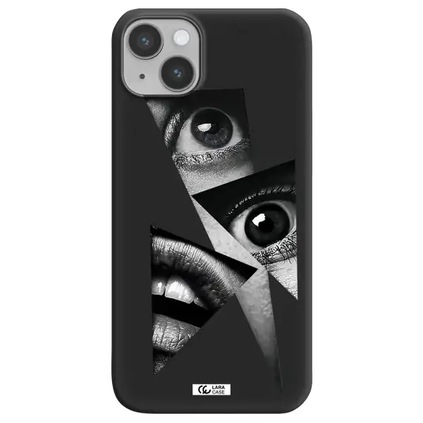 a close-up of a woman's eyes and lips Apple iPhone 14 Silicone black Case