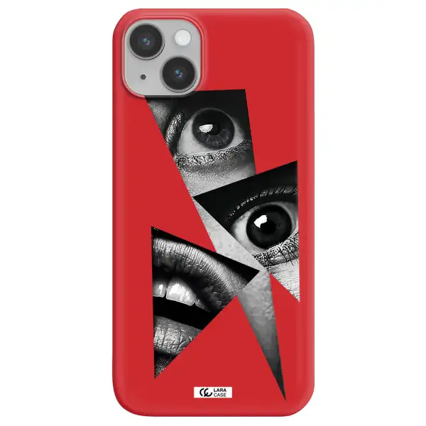 a close-up of a woman's eyes and lips Apple iPhone 14 Silicone Imperial Red Case