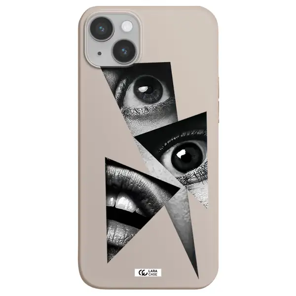 a close-up of a woman's eyes and lips Apple iPhone 14 Silicone Stone Case
