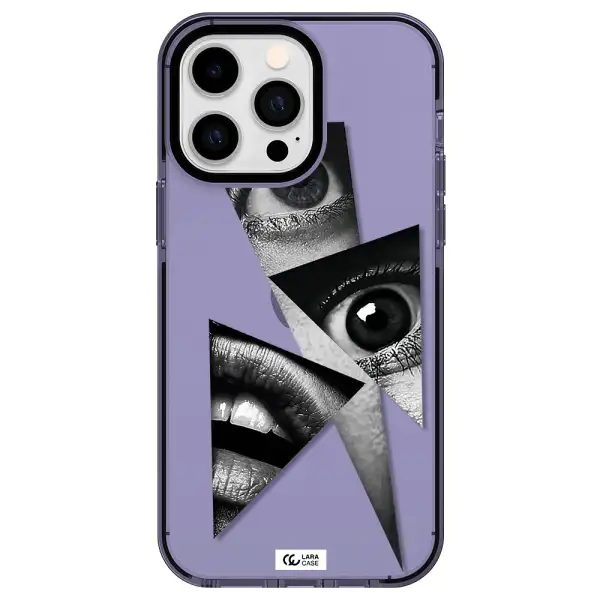 a close-up of a woman's eyes and lips Apple iPhone 15 Pro impact Lilac Case