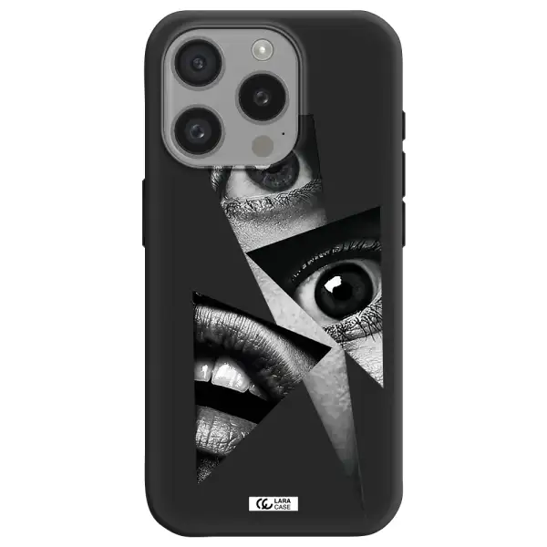 A Close-Up Of A Woman's Eyes And Lips Apple Iphone 15 Pro Silicone Black Case