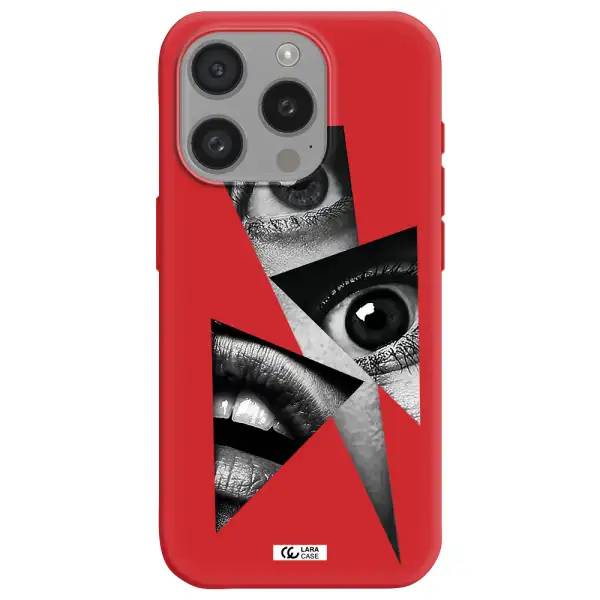 A Close-Up Of A Woman's Eyes And Lips Apple Iphone 15 Pro Silicone Imperial Red Case