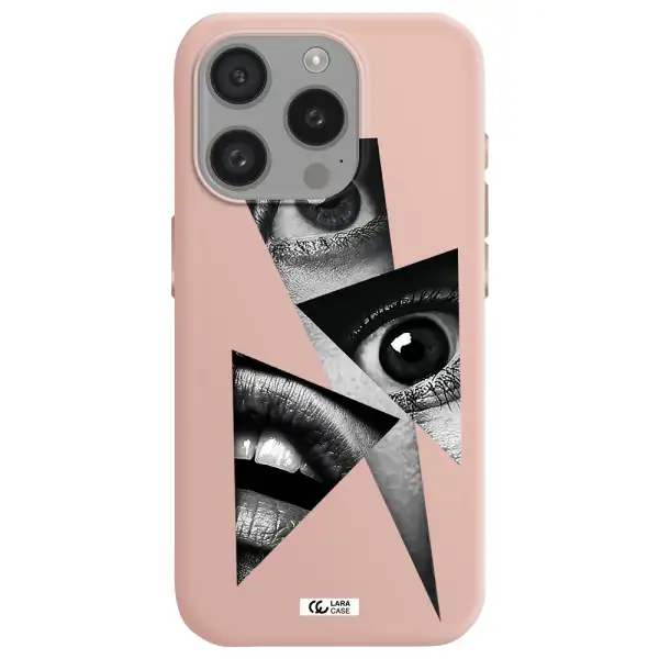 A Close-Up Of A Woman's Eyes And Lips Apple Iphone 15 Pro Silicone Pastel Pink Case