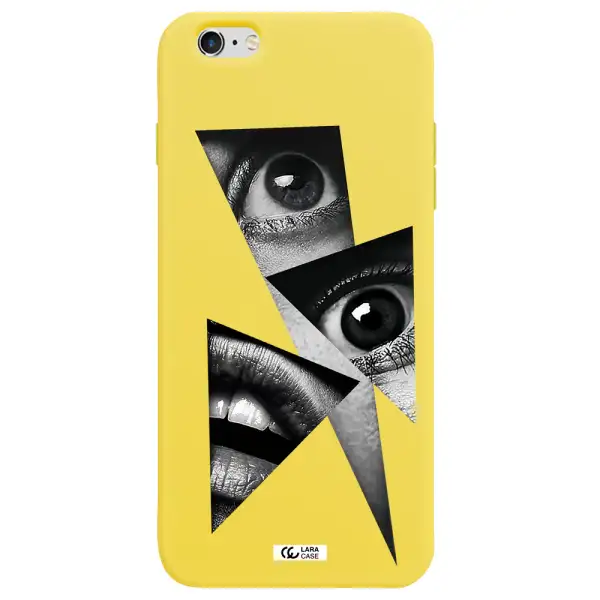 a close-up of a woman's eyes and lips Apple iPhone 6 s plus Silicone canary yellow Case