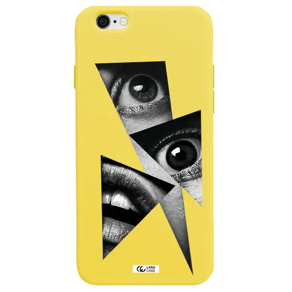 a close-up of a woman's eyes and lips Apple iPhone 6 Silicone canary yellow Case