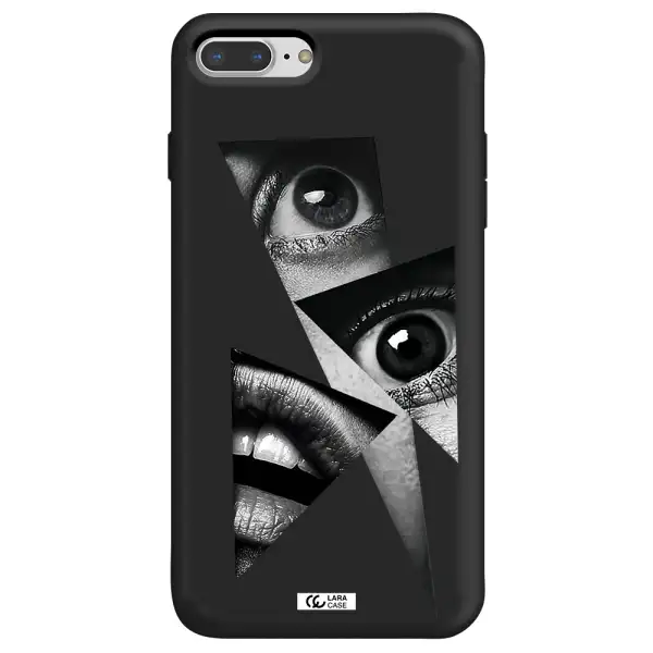 a close-up of a woman's eyes and lips Apple iPhone 7 plus Silicone black Case