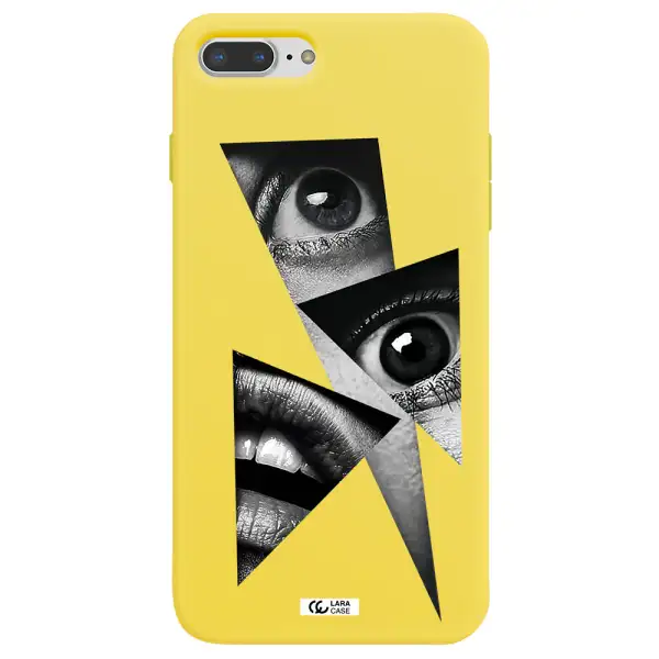 a close-up of a woman's eyes and lips Apple iPhone 7 plus Silicone canary yellow Case