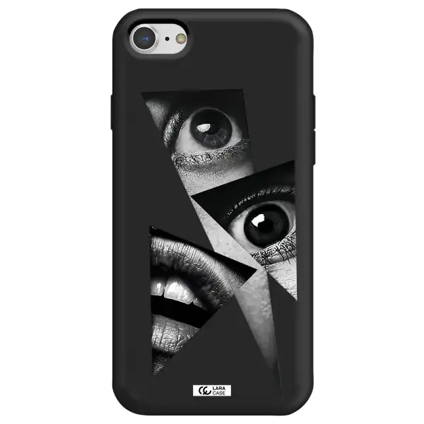 a close-up of a woman's eyes and lips Apple iPhone 7 Silicone black Case